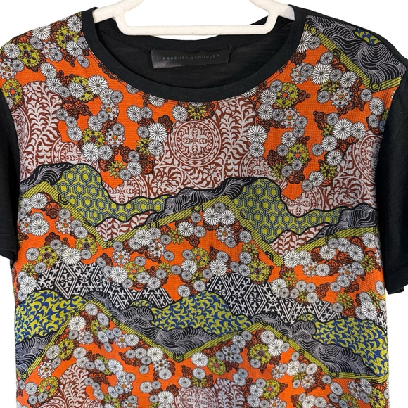 Proenza Schouler Black and Multicolour Patterned Top Size S Silk Cotton Luxury - Picture 6 of 10